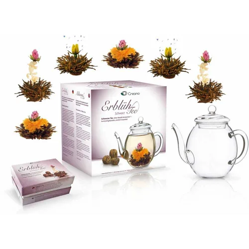 Creano Tee-Set Erblühtee 0.5 l, Transparent - Material: Borosilikatglas - Detailfarbe: Transparent - Filtertyp: Ohne - Fassungsvermögen: 0.5 l - Kompatible Kochfelder: Manuell - nicht für Kochfelder