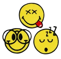 Mono-Quick Aufbügelbild Smiley Nerd 3 Stück - Breite: 3 cm - Länge: 3.6 cm - Motiv: Smiley - Anzahl Stück: 3 Stück