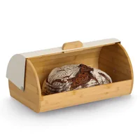 Zeller Present 25420 bread box Rectangular Cream, Bamboo Bamboo, Metal