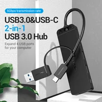 Vention CHTBB interface hub USB 3.2 Gen 1 (3.1 Gen 1) Type-A + Type-C 5000 Mbit/s Black