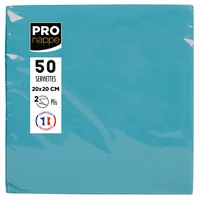 PRO nappe Papierservietten 20 cm x 20 cm, 50 Stück, Türkis - Material: Papier - Grösse: 20 cm x 20 cm - Eigenschaften: Zertifikat - Anzahl Lagen: 2 - Motiv: Ohne Motiv - Produkttyp: Cocktailservietten