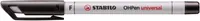 STABILO Folienstift OHPen Universal F 0.7 mm, Schwarz - Strichstärke: 0.7 mm - Set: Ja - Verpackungseinheit: 1 Stück - Eigenschaft-Stift: Keine - Anwender: Schule - Büro - Erwachsene - Fasermaler & Fineliner Art: Folienstift