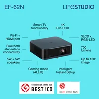Epson Lifestudio Pop Plus EF-62N 700 ANSI Lumen 3LCD UHD 4K (3840x2160) Blau