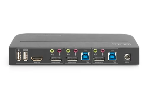 Digitus KVM Switch, 2-Port, 4K60Hz, 2 x DP in, 1 x DP/HDMI out