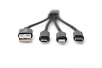 Digitus 3-in-1 USB charging cable, 0.15m