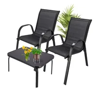 Extralink Black Forest Garden Furniture Set, Textilene Two Chairs + Black Table outdoor furniture set Schwarz