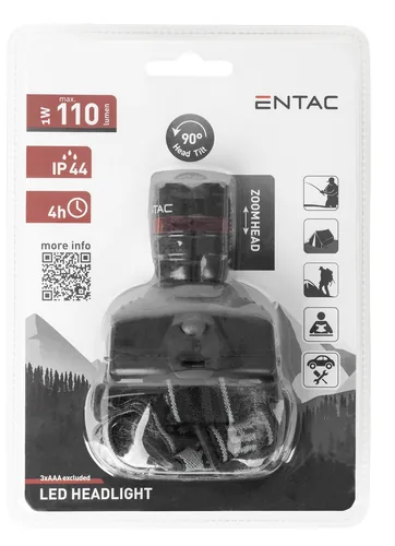 Entac Headlamp Focusable 1W Plastic