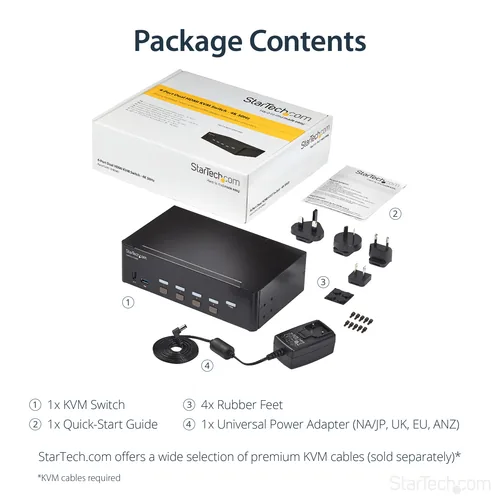 STARTECH.COM KVM Switch HDMI 4 Port - 4K 30 Hz - KVM Extender fr HDMI - KVM HDMI Umschalter