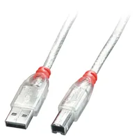 LINDY USB 2.0 cable Typ A/B -  transparent 0 - 5m Typ A/B M/M High/Full/LowSpeed
