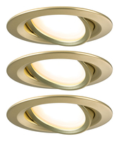 Paulmann Einbauleuchte LED Nova Coin 3-Set Gold - Leuchten Kategorie: Einbauleuchte - Betriebsart: Netzbetrieb - Lampensockel: LED fest verbaut - Farbtemperatur Kelvin: 2700 K - Gesamtleistung: 18 W - Farbwiedergabeindex CRI: 85