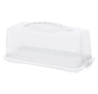 Rotho Cakebutler Fresh Transparent/Weiss - Produkttyp: Cakebutler - Materialtyp: Kunststoff - Material: Polypropylen (PP) - Detailfarbe: Transparent - Weiss - Anzahl Etagen: 1 × - Stapelbar: Nein