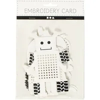 Creativ Company Stickkarton Roboter & Tiere 18 Blatt, Weiss - Detailfarbe: Weiss - Produktart: Stickkarton