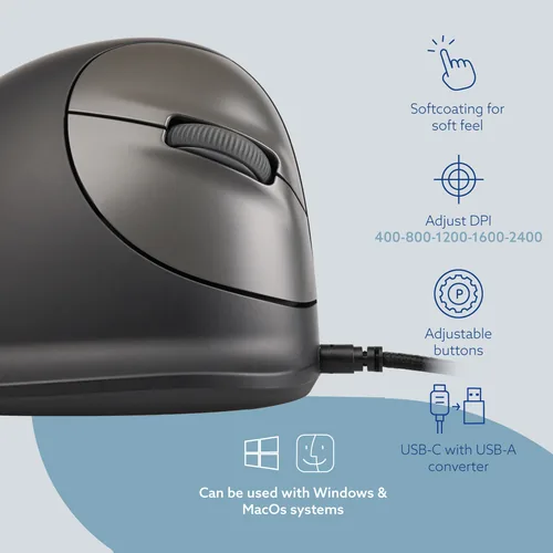 R-Go Tools RGOHELA Maus Rechts USB Typ-A Optisch 2400 DPI
