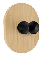 Kleine Wolke Wandgarderobe Bamboo Hook One 6 cm x 4.5 cm, Beige - Tiefe: 3.6 cm - Breite: 6 cm - Höhe: 4.5 cm - Detailmaterial: Bambus - Metall - Grundmaterial: Bambus