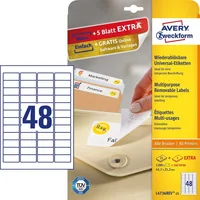 Avery L4736REV-25 self-adhesive label Rounded rectangle Removable White 1440 pc(s)