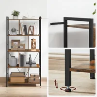 VASAGLE Bücherregal Braun/Schwarz - Eigenschaften: Keine Eigenschaft - Zertifikate: Keine Zertifizierung - Breite: 74 cm - Höhe: 150 cm - Tiefe: 30 cm - Detailfarbe: Braun - Schwarz