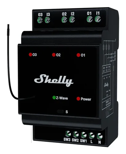 Shelly Relais ""Wave"" Hutschiene Pro 3 Relais max. 48 A 3 Phasen 3x 16A Z-Wave
