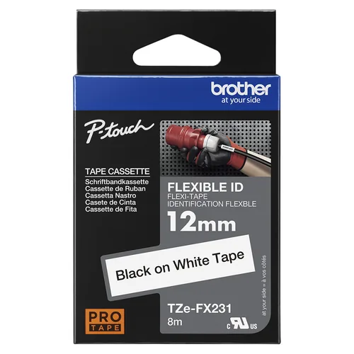 BROTHER P-Touch TZE-FX231 black on white 12mm