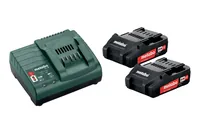 Metabo Akku und Ladegerät Basic-Set 2 x 2.0 Ah 18 V - Akkusystem: CAS Cordless Alliance System - Zubehörtyp: Akku und Ladegerät - Akkukapazität: 2 Ah - Spannung: 18 V - Kapazität Wattstunden: 36 Wh - Akkutyp: Lithium-Ion (Li-Ion)