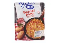 Hero Berner Rösti 275 g - Produkttyp: Kartoffelgerichte - Nährwertangabe pro: 100 g - Energiegehalt (in kj): 445 KJ - Energiegehalt (in kcal): 106 Kcal - Fett: 4.8 g - Gesättigte Fettsäuren: 0.4 g