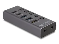 USB 5 Gbps Hub mit 2 x USB Typ-A und 2 x USB Type-C™ Buchse und 1 x Schnellladeport + Schalter