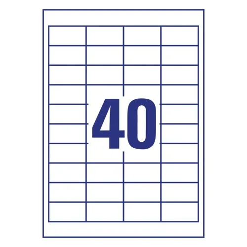 Avery Zweckform Universal-Etiketten LR3657 48.5 x 25.4 mm, 10 Blatt - Klebehaftung: Stark haftend - Drucker Kompatibilität: Inkjet - Laser - Anzahl Blatt: 10 × - Papierformat: A4 - Anzahl Etiketten: 400 - Etikettengrösse: 48.5 x 25.4 mm