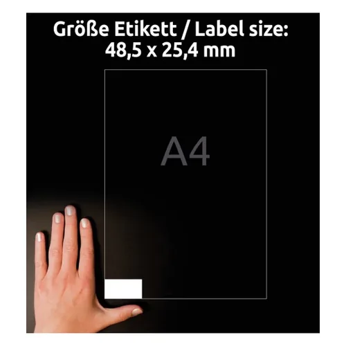 Avery Zweckform Universal-Etiketten LR3657 48.5 x 25.4 mm, 10 Blatt - Klebehaftung: Stark haftend - Drucker Kompatibilität: Inkjet - Laser - Anzahl Blatt: 10 × - Papierformat: A4 - Anzahl Etiketten: 400 - Etikettengrösse: 48.5 x 25.4 mm
