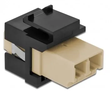 Delock Keystone-Modul LC Duplex Buchse zu LC Duplex Buchse - Modultyp: Keystone - Anschluss Front: Buchse LC - Anschluss Rück: Buchse LC - Medientyp: Keystone - Schirmung: Nein - Detailfarbe: Beige - Schwarz