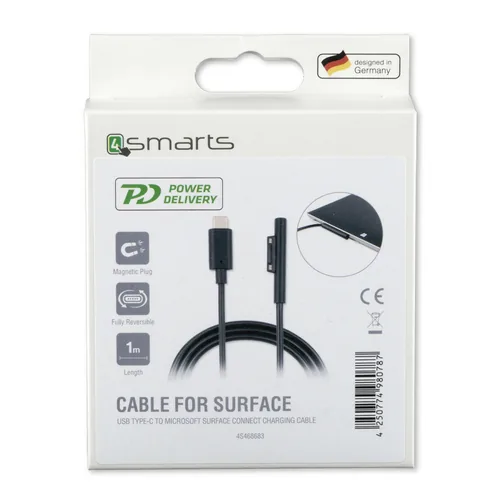 4smarts Ladekabel Micorosft Surface Connect zu USB Typ-C 5A 1m black