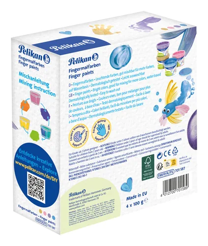 Pelikan 701587 washable finger paint Blue, Pearl, Pink, Violet, Yellow