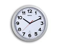 MAUL Wanduhr Step weißsilber Kunststoff 30cm inkl. Batterie