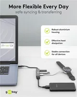 Slim 4-Port USB-Hub, USB-A auf USB-C/USB-A, USB 3.2 Gen 1