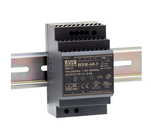 MeanWell DIN-Schienennetzgerät  60 W, 24 V - Eingangsspannung: 100 - 240 V - Netzteil Nennleistung: 60 W - Ausgangsspannung: 24 V - Netzteil Art: DIN-Schienennetzgerät - Anschluss PRI: Klemme - Nennausgangsstrom: 2.5 A