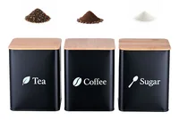 relaxdays Vorratsdosen Set Kaffee/Tee/Zucker Schwarz je 1.5 L - Anwendungszweck: Gewürz - Materialtyp: Metall - Set: Ja