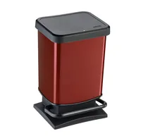 Rotho Treteimer Paso 40 l, Rot metallic - Fassungsvermögen: 40 l - Anzahl Behälter: 1 - Detailfarbe: Rot - Form: Eckig - Material: Metall