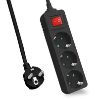 helos Steckdosenleiste CLASSIC, 3-fach, schwarz, 1,5m, mit Schalter