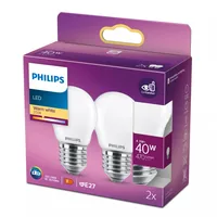 Philips Lampe LEDcla 40W E27 P45 WW FR ND 2PF Warmweiss (WW) - Energieeffizienzklasse EnEV 2020: F - Lampensockel: E27 - Farbtemperatur Kelvin: 2700 K - Gesamtleistung: 4.3 W - Dimmbar: nicht dimmbar - Zusätzliche Ausstattung: EyeComfort