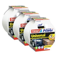 tesa Gewebeband -Set Universal, 50 mm x 10 m, 3 Rollen, Weiss - Breite: 50 mm - Länge: 10 m - Art: Gewebeband - Klebehaftung: Extra stark - Detailfarbe: Weiss