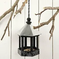 Creativ Company Holzartikel Vogelfutterhaus mit Zinkdach - Breite: 18 cm - Höhe: 22 cm - Länge: 16.5 cm - Anzahl Stück: 1 Stück - Holzherkunft: China - Holzhandelsname: Kiefer