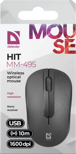 MOUSE DEFENDER HIT MM-495 RF OPTIC BLACK 1600dpi 3P