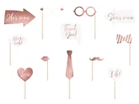 Partydeco Hochzeitsaccessoire Photo Booth Set 12-teilig, Rosegold - Packungsgrösse: 1 Stück - Produkttyp: Hochzeitsaccessoire - Material: Papier - Detailfarbe: Rosegold - Motto: Hochzeit