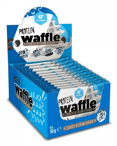 Go Fitness Nutrition Protein Waffle Box 1 x 50 g, Cookie - Produktionsland: Belgien - Anwendungszweck: Muskelaufbau - Einnahme: Nicht relevant - Gewicht pro Einheit: 55 g - Verpackungseinheit: 1 Stück - Sportart: Fitness