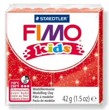 Fimo Modelliermasse Kids Glitter Rot - Packungsgrösse: 42 g - Set: Nein - Anwender: Kinder - Detailfarbe: Rot - Modelliermasse Art: Modelliermasse - Trocknung: Ofenhärtend