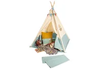 Pinolino Spielzelt Tipi Yuma - Material: Polyester - Holz - Baumwolle - Detailfarbe: Hellblau - Alt Weiss