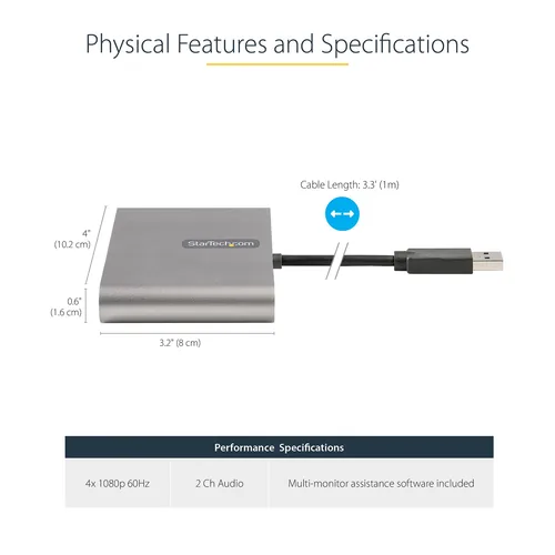 USB 3.0 TO 4 HDMI ADAPTER .