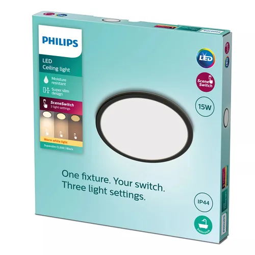 Philips Deckenleuchte LED SceneSwitch CL550 IP44 1300 lm 2700K - Leuchten Kategorie: Deckenleuchte - Betriebsart: Netzbetrieb - Lampensockel: LED fest verbaut - Farbtemperatur Kelvin: 2700 K - Dimmbar: nicht dimmbar - Farbwiedergabeindex CRI: 80