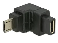 Delock USB 2.0 Adapter USB-MicroB Stecker - USB-MicroB Buchse - Detailfarbe: Schwarz - USB Standard: 2.0 (480 Mbps) - Winkelstecker: Einseitig gewinkelt - Steckertyp Seite B: USB-MicroB Buchse - Besondere Eigenschaften: Keine - Steckertyp Seite A: USB-Mic