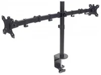 Manhattan Dual Desk Mount for TV & Monitors (Full Motion), For screens 10" to 27", Clamp Assembly, VESA compatibility: 75x75 and 100x100mm - check the dimensions of the four mounting holes on back of screen to ensure it fits, Max 8kg (each), Black, Bracke