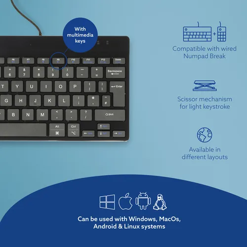 R-Go Tastatur Compact Break UK-Layout verkabelt schwarz
