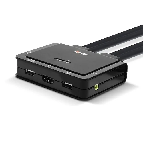 LINDY KVM Switch Compact 2 Port HDMI USB 2.0 Audio